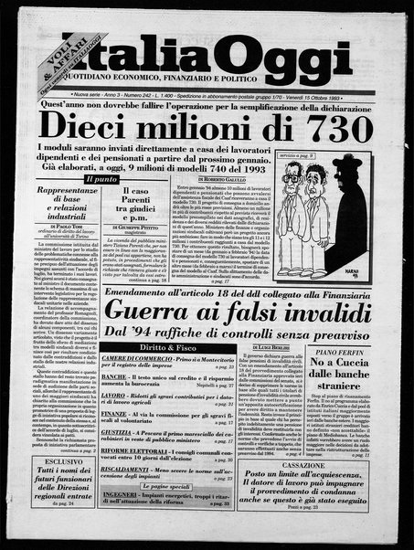 Italia oggi : quotidiano di economia finanza e politica